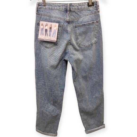 Simple Society NWT Sz 7 (28) Straight High Rise Roll Cuff Button Fly Women Jeans - Picture 4 of 11